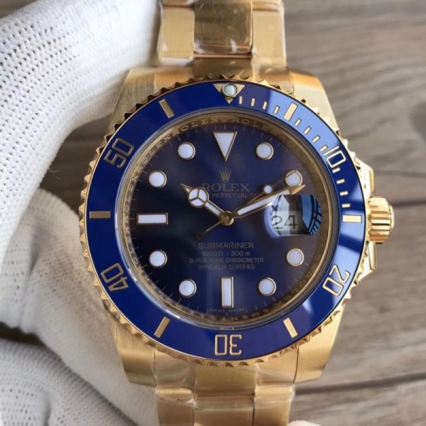 Replica Rolex Submariner Date 116618LB VR 18K Yellow Gold Wrapped Blue Dial Swiss 2836-2