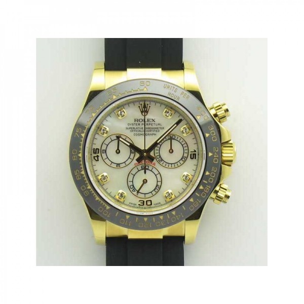 Replica Rolex Daytona Cosmograph 116518LN JH Yellow Gold Mother Of Pearl Dial Swiss 4130 Run 6@SEC