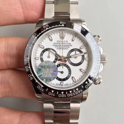 Replica Rolex Daytona Cosmograph 116500LN JF Stainless Steel White Dial Swiss 7750 Run 6@SEC