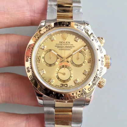 Replica Rolex Daytona Cosmograph 116503 3A 18K Yellow Gold Wrapped & Stainless Steel 904L Champagne Dial Swiss 7750 Run 6@SEC