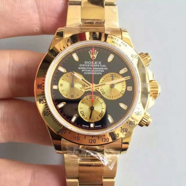 Replica Rolex Daytona Cosmograph 116508 JH Yellow Gold Black Dial Dial Swiss 4130 Run 6@SEC