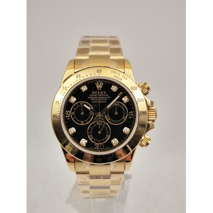 Replica Rolex Daytona Cosmograph 116508 JH Yellow Gold Black Dial Dial Swiss 4130 Run 6@SEC