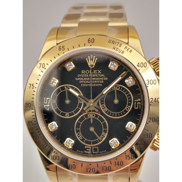 Replica Rolex Daytona Cosmograph 116508 JH Yellow Gold Black Dial Dial Swiss 4130 Run 6@SEC