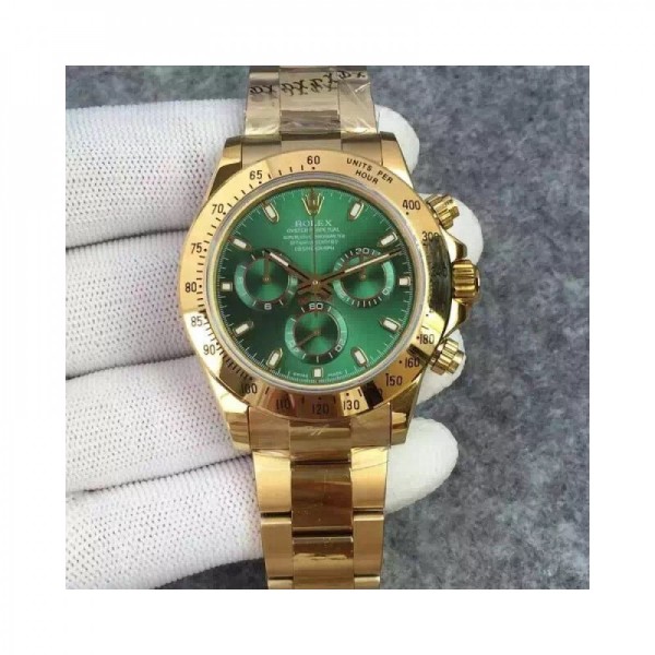 Replica Rolex Daytona Cosmograph 116508 JH Yellow Gold Green Dial Dial Swiss 4130 Run 6@SEC