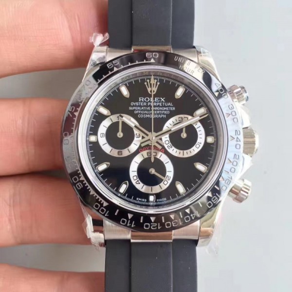 Replica Rolex Daytona Cosmograph 116519LN JH Stainless Steel Black Dial Swiss 4130 Run 6@SEC