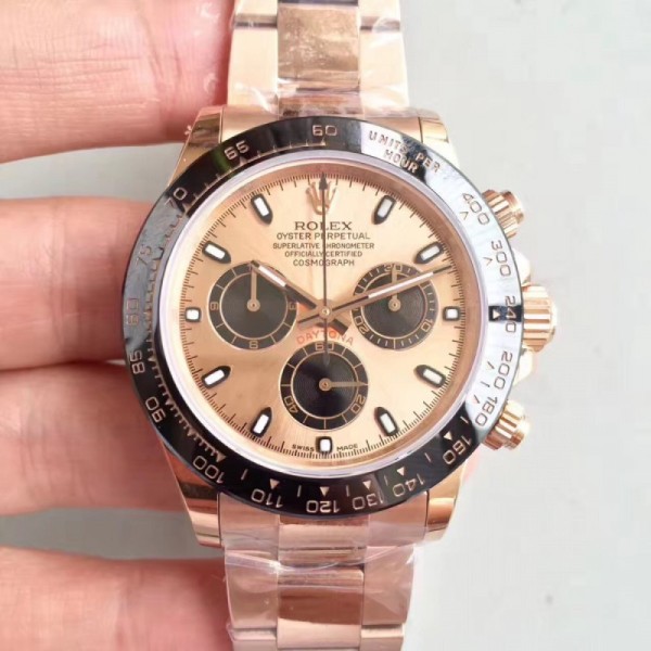 Replica Rolex Daytona Cosmograph 116515LN JH Rose Gold Champagne Dial Swiss 4130 Run 6@SEC