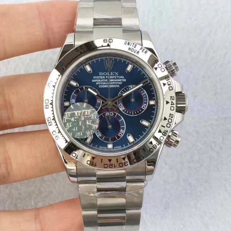 Replica Rolex Daytona Cosmograph 116509 JF Stainless Steel Blue Dial Swiss 7750 Run 6@SEC