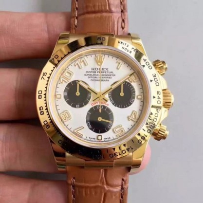 Replica Rolex Daytona Cosmograph 116518 JH Yellow Gold White Dial Swiss 4130 Run 6@SEC