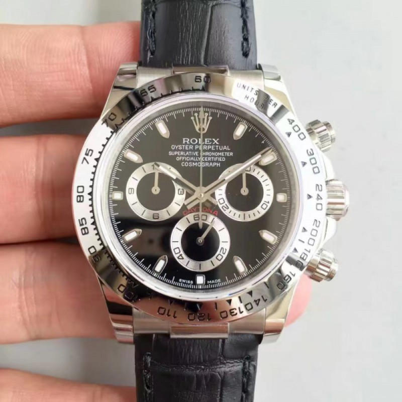 Replica Rolex Daytona Cosmograph 116520 JH Stainless Steel Black Dial Swiss 4130 Run 6@SEC