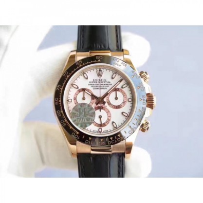 Replica Rolex Daytona Cosmograph 116515LN JF Rose Gold White Dial Swiss 7750 Run 6@SEC