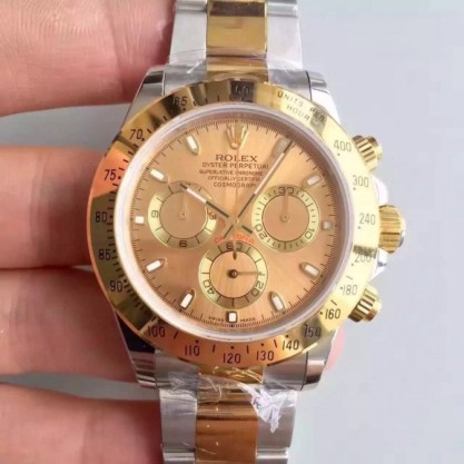 Replica Rolex Daytona Cosmograph 116503 JH Yellow Gold & Stainless Steel Gold Dial Swiss 4130 Run 6@SEC