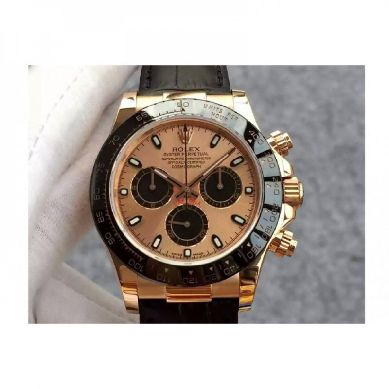 Replica Rolex Daytona Cosmograph 116515 JH Rose Gold Gold & Black Dial Swiss 4130 Run 6@SEC