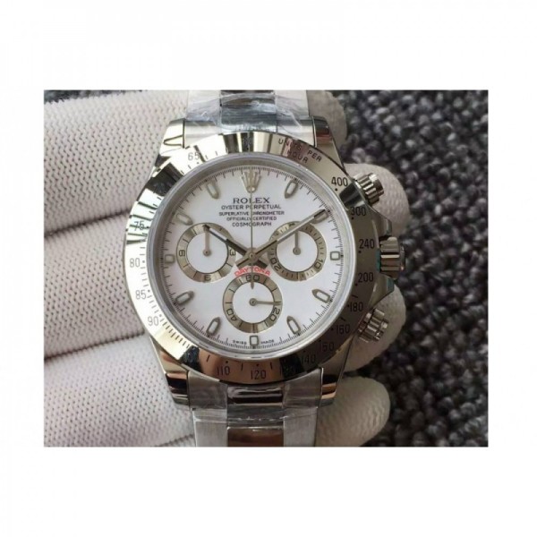 Replica Rolex Daytona Cosmograph 116520 JH Stainless Steel White Dial Swiss 4130 Run 6@SEC