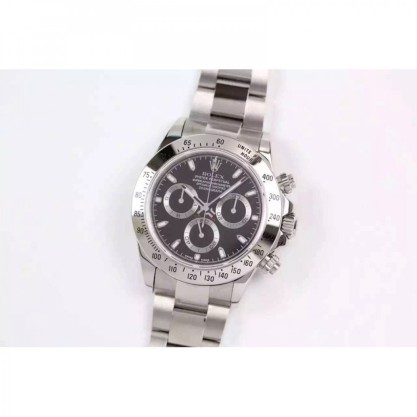 Replica Rolex Daytona Cosmograph 116520 JF Stainless Steel Black Dial Swiss 7750 Run 6@SEC