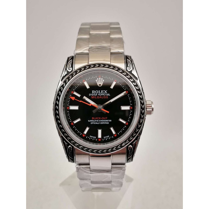 Replica Rolex Milgauss 116400GV GG Stainless Steel Black Dial Swiss 2836-2