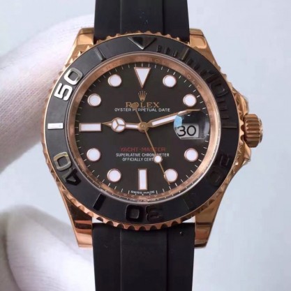 Replica Rolex Yacht-Master 40 116655 2018 N Rose Gold Black Dial Swiss 3135