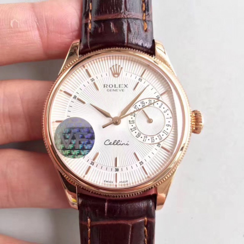 Replica Rolex Cellini Date 50515 VF Rose Gold White Dial Dial Swiss 3165