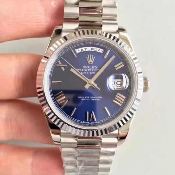 Replica Rolex Day-Date 40 228239 N Stainless Steel Blue Dial Swiss 3255