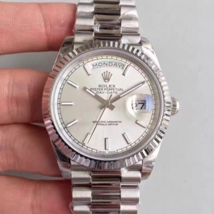 Replica Rolex Day-Date 40 228239 2018 EW Stainless Steel Rhodium Dial Swiss 3255