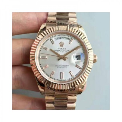 Replica Rolex Day-Date 40 228235 40MM KW Rose Gold Sundust Dial Swiss 3255