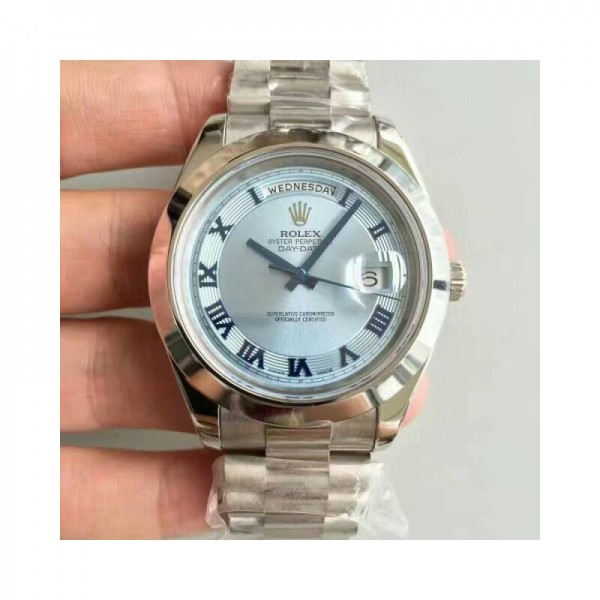 Replica Rolex Day-Date II 218206 41MM V6 Stainless Steel Blue Dial Swiss 2836-2