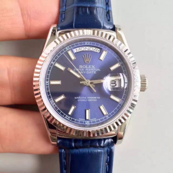 Replica Rolex Day-Date 118139 36MM V5 Stainless Steel Blue Dial Swiss 2836-2