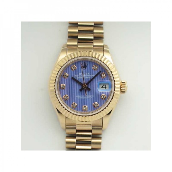 Replica Rolex Lady Datejust 28 279165 28MM BP Rose Gold Blue Dial Swiss 2671