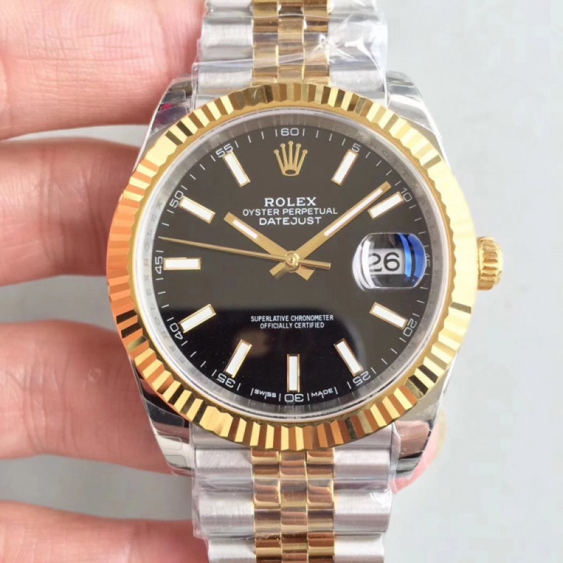 Replica Rolex Datejust II 116333 41MM EW Stainless Steel & Yellow Gold Black Dial Swiss 3235