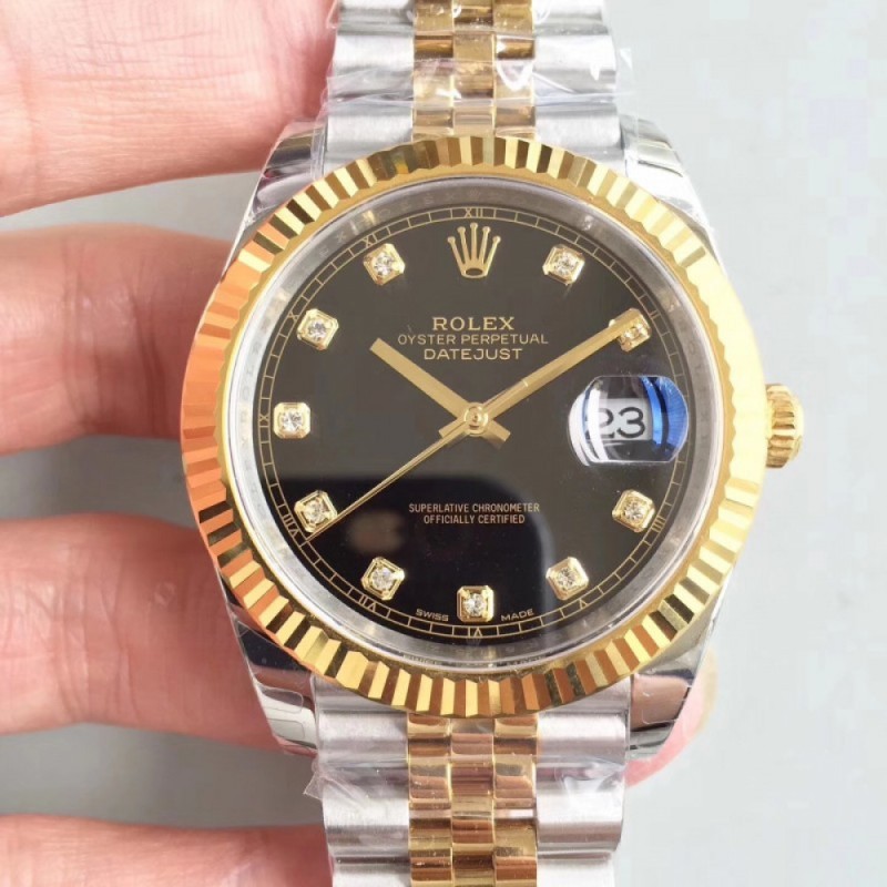 Replica Rolex Datejust II 116333 41MM EW Stainless Steel & Yellow Gold Black Dial Swiss 3235