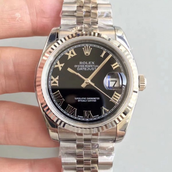 Replica Rolex Datejust 36MM 116234 AR Stainless Steel 904L Black Dial Swiss 3135