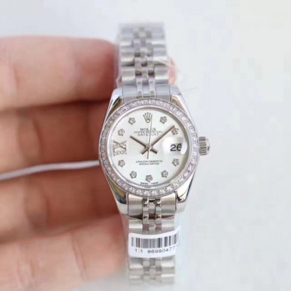 Replica Rolex Lady Datejust 28 279136RBR 28MM N Stainless Steel & Diamonds Mother Of Pearl Dial Swiss 2671