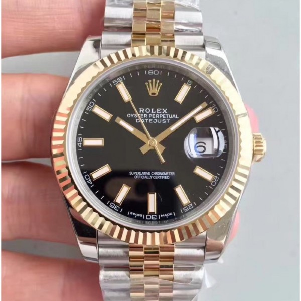 Replica Rolex Datejust 41 126333 41MM N Stainless Steel & Yellow Gold Black Dial Swiss 3235