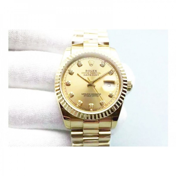 Replica Rolex Datejust 116238 36MM Yellow Gold Champagne Dial Swiss 2836-2