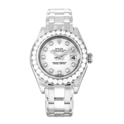 Best AAA White Diamond Dial Replica Rolex Pearlmaster 80299-29 MM