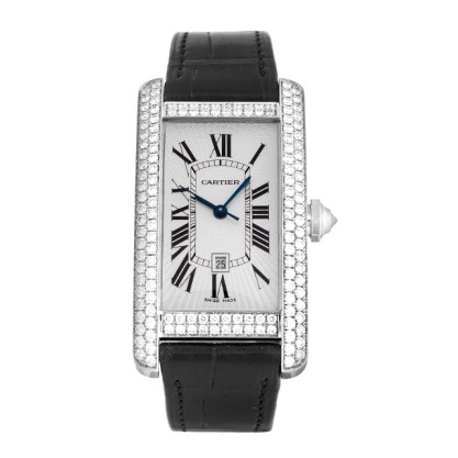 Best AAA Silver Roman Numeral Dial Replica Cartier Tank Americaine WB710002-23 MM