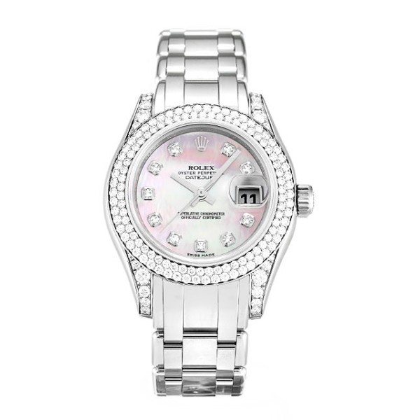 UK Best Mother of Pearl Pink - Diamond Dial Replica Rolex Pearlmaster 80359-29 MM