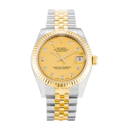 Best AAA Champagne Goldust Diamond Dial Replica Rolex Datejust Lady 178273-31 MM