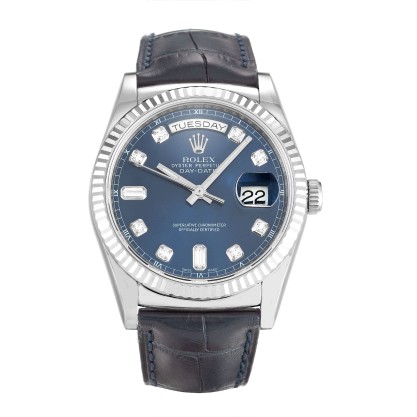 Best AAA Blue Diamond Dial Replica Rolex Day-Date 118139-36 MM