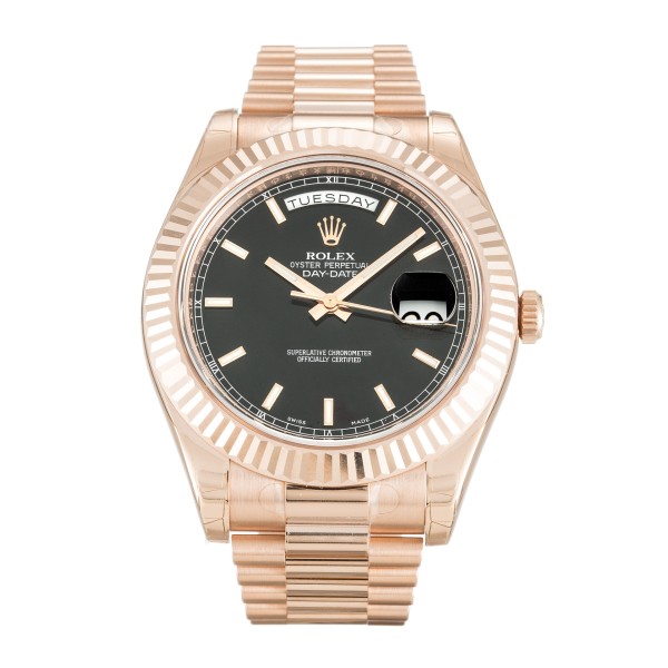 Best AAA Black Baton Dial Replica Rolex Day-Date II 218235-41 MM