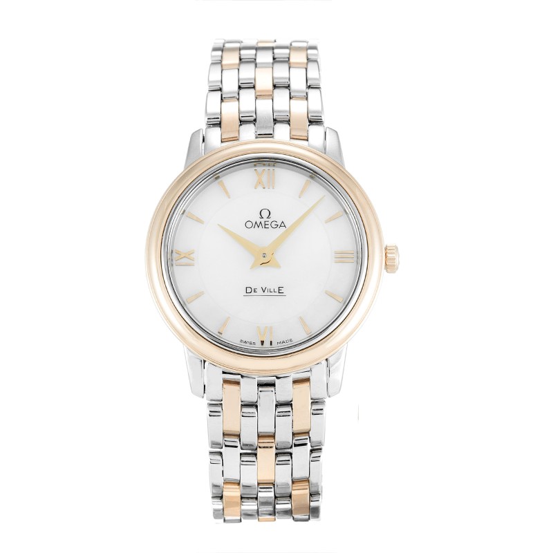 Best AAA Mother of Pearl - White Dial Women 27 MM Replica Omega De Ville Prestige Ladies 424.20.27.60.05.002-27 MM