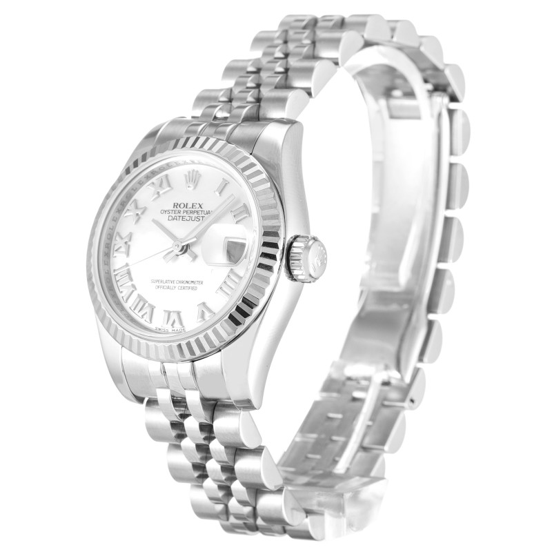 Best AAA Mother of Pearl - White Roman Numeral Dial 26 MM Replica Rolex Datejust Lady 179174-26 MM