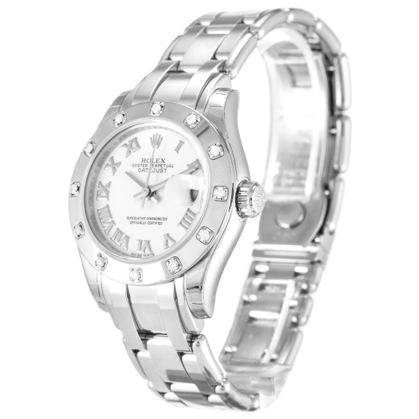 Best AAA White Roman Numeral Dial Replica Rolex Pearlmaster 80319-29 MM