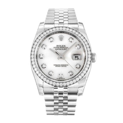 Best AAA Mother of Pearl - White Diamond Dial Replica Rolex Datejust 116244-36 MM