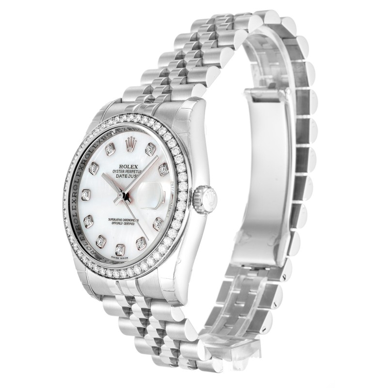 Best AAA Mother of Pearl - White Diamond Dial Replica Rolex Datejust 116244-36 MM