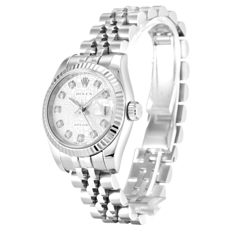 Best AAA Silver Jubilee Diamond Dial 26 MM Women Replica Rolex Datejust Lady 179174-26 MM