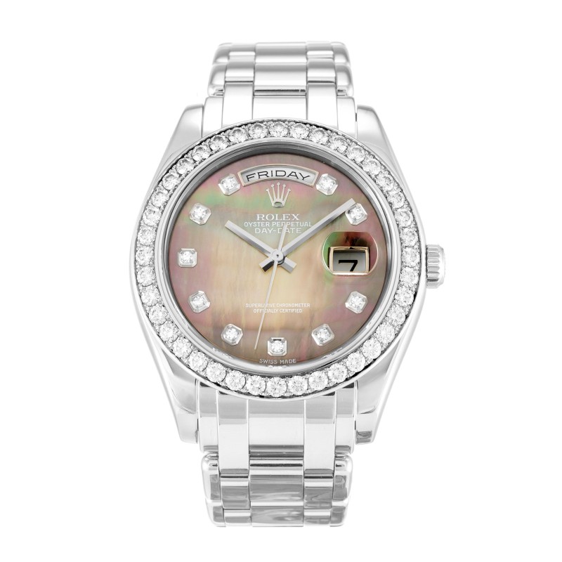 Best AAA Mother of Pearl Black - Diamon Dial 36 MM Replica Rolex Day-Date 18946-36 MM