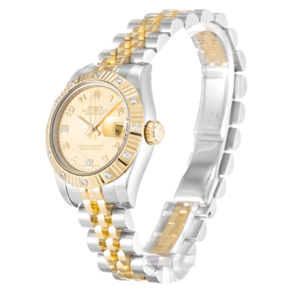 Best AAA Mother of Pearl - Champagne Diamond Dial Replica Rolex Datejust Lady 179313-26 MM