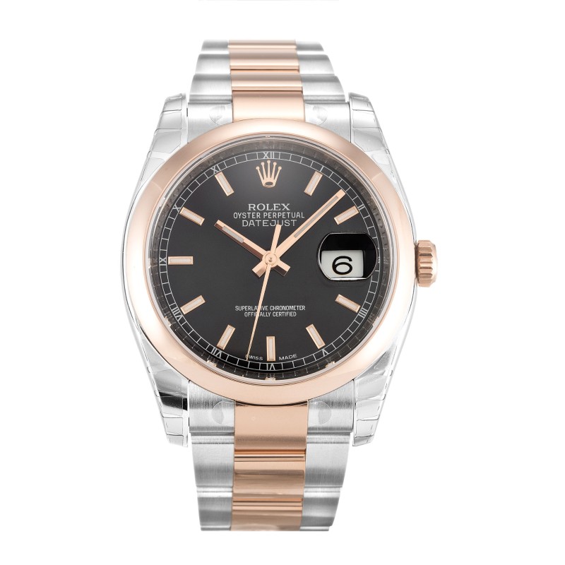 Best AAA Black Baton Dial 36MM Replica Rolex Datejust 116201-36 MM