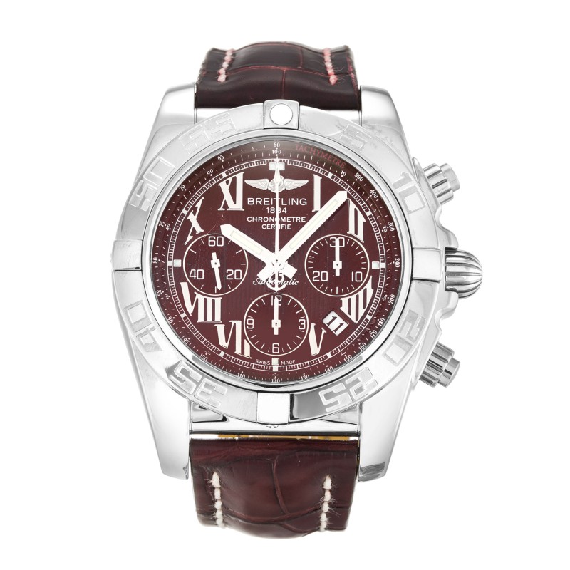 Best AAA Burgundy Roman Numeral Dial Replica Breitling Chronomat 44 AB0110-43.5 MM