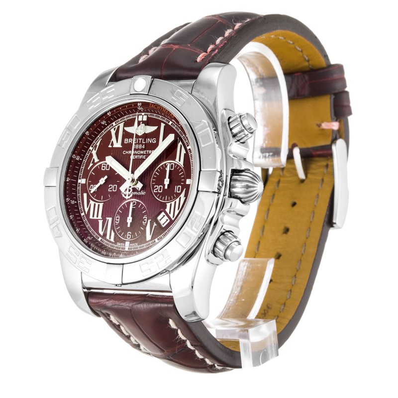 Best AAA Burgundy Roman Numeral Dial Replica Breitling Chronomat 44 AB0110-43.5 MM